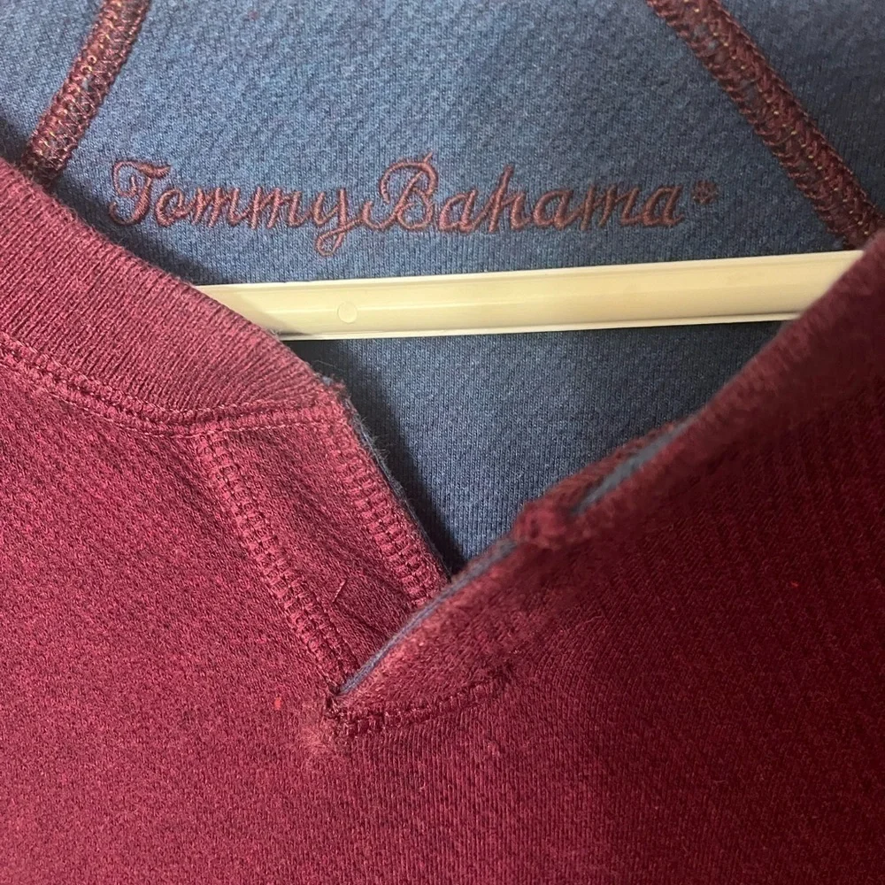 Tommy Bahama Maroon/Blue Reversible Flipstee Abaco Sweater Sz M - Picture 6 of 10